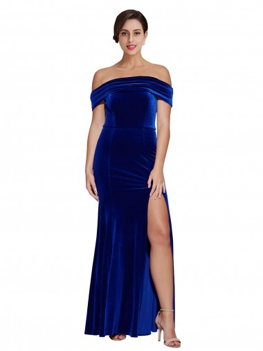 Shop Full Length Long Formal Velvet Bridesmaid Dress / Prom Dress with Side Split Montreal