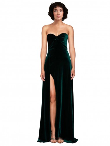 Shop Sweetheart Fluid Velvet Bridesmaid Dress / Prom Dress with High Split Montreal